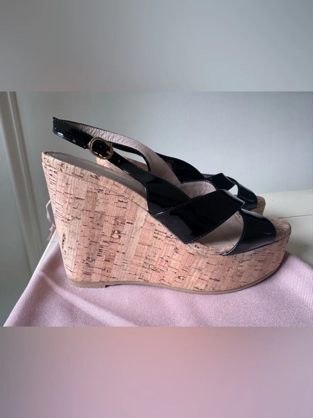 Stuart Weitzman Dayna Black Patent Slingback Sandals-US 7B or 37.5 EU - Picture 3 of 8